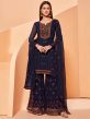 Blue Colour Georgette Fabric Party Wear Slawar Suit.