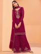 Wine Colour Palazzo Salwar Kameez in Georgette Fabric.