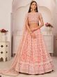 Peach Colour Net Fabric Wedding Lehenga Choli.