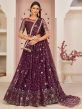 Net Fabric Women Lehenga Choli Wine Colour.