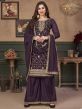 Wine Colour Party Wear Salwar Kameez in Georgette Fabric.