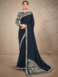 Navy Blue Colour Silk,Georgette Fabric Saree.