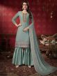 Grey Colour Georgette Fabric Sharara Salwar Suit.