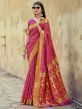 Red Colour Indian Designer Saree in Banarasi Silk Fabric.