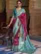 Red,Turquoise Colour Patola Silk Saree.