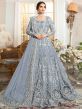 Grey Colour Net Fabric Anarkali Salwar Kameez.