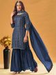 Blue Colour Party Wear Salwar Suit in Georgette Fabric.