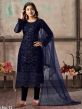 Blue Colour Salwar Kameez with Embroidery Work.