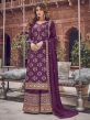 Party Wear Salwar Kameez Purple Colour in Jacquard,Chiffon Fabric.