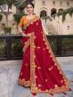 Satin,Georgette Designer Saree in Red Colour.