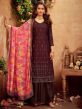 Wine Colour Salwar Kameez in Thread,Printed Work.