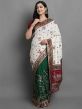 Silk Women Saree in Off White,Green Colour.