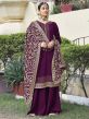 Georgette Salwar Kameez in Wine Colour.