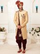 Golden Colour Brocade Fabric Mens Sherwani.