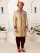 Golden Colour Brocade Fabric Wedding Sherwani.