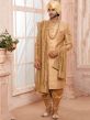Golden Colour Silk Fabric Wedding Sherwani.