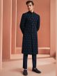 Blue Printed Indowestern For Men