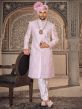 Pink Readymade Thread Embroidered Mens Sherwani