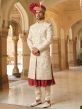Cream Readymade Embroidered Sherwani With Anarkali Kurta