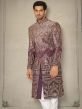 Readymade Purple Zari Embroidered Groom Sherwani Set