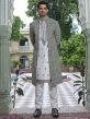 Grey And White Embroidered Readymade Layered Indo Western