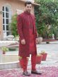 Red Thread Embroidered Readymade Indo Western Sherwani