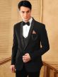 Black Velvet Groom Tuxedo With Embroidered Collar