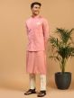 Pink Embroidered Festive Kurta Pyjama In Silk