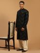 Black Party Wear Embroidered Pathani Suit