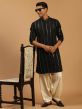 Black Art Silk Embroidered Pathani Suit