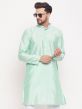 Turquoise Woven Kurta Pajama In Art Silk