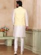 White Silk Kurta Churidaar With Nehru Jacket