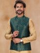 Beige Party Wear Kurta Churidar With Jacket