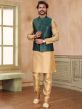 Beige Party Wear Kurta Churidar With Jacket