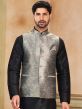 Black Party Wear Mens Kurta Pyjama And Jacket