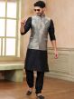 Black Party Wear Mens Kurta Pyjama And Jacket