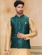 Beige Festive Silk Kurta Pyjama With Jacket