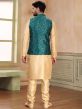 Beige Festive Silk Kurta Pyjama With Jacket