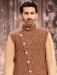 Brown Readymade Embroidered Nehru Jacket