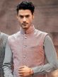 Pink Thread Embroidered Silk Nehru Jacket