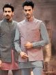 Pink Thread Embroidered Silk Nehru Jacket