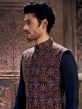 Purple Readymade Embroidered Silk Nehru Jacket