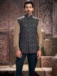 Blue Thread Embroidered Mens Nehru Jacket