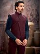 Maroon Festive Wear Embroidered Nehru Jacket