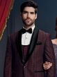 Maroon Party Wear Tuxedo In Italian Fabric