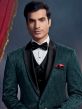 Green Stone Embellished Tuxedo For Men