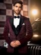 Maroon Designer Mens Tuxedo In Velvet