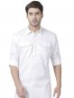 White Readymade Pathani Style Kurta Pajama