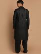 Black Readymade Pathani Kurta Pyjama In Cotton