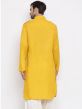 Yellow Festive Pathani Kurta Pyjama In Cotton